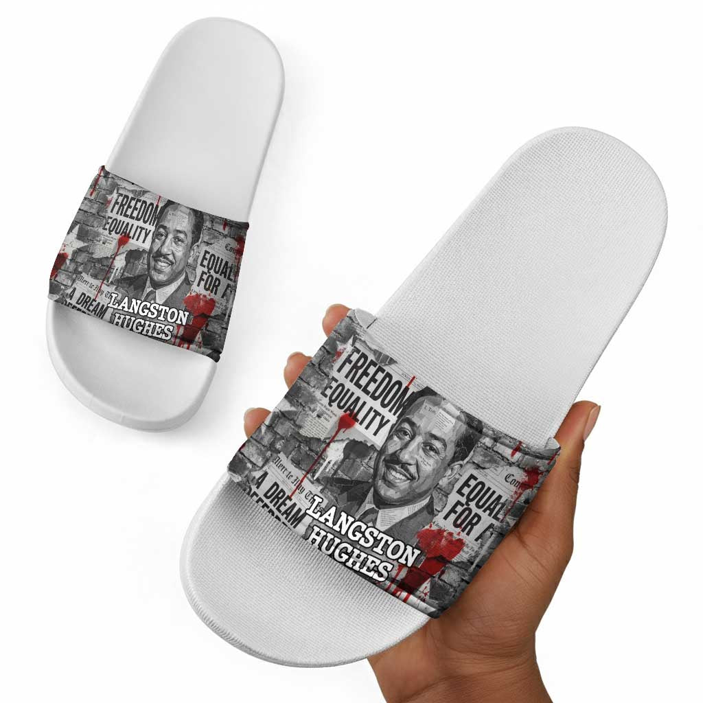 Langston Hughes Slide Sandals Urban Brick Wall Design with Protest Art and Poetry Powerful Quotes - African Pride