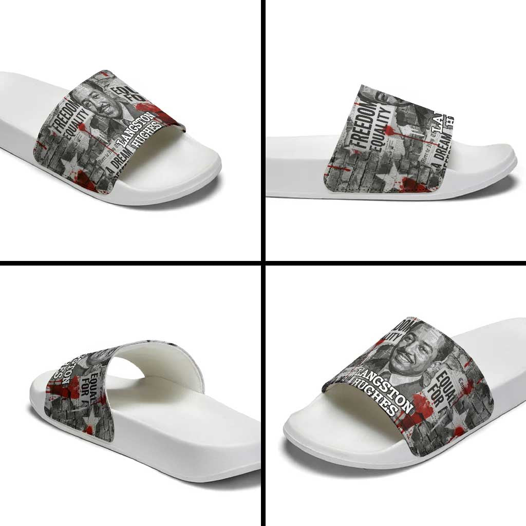 Langston Hughes Slide Sandals Urban Brick Wall Design with Protest Art and Poetry Powerful Quotes - African Pride