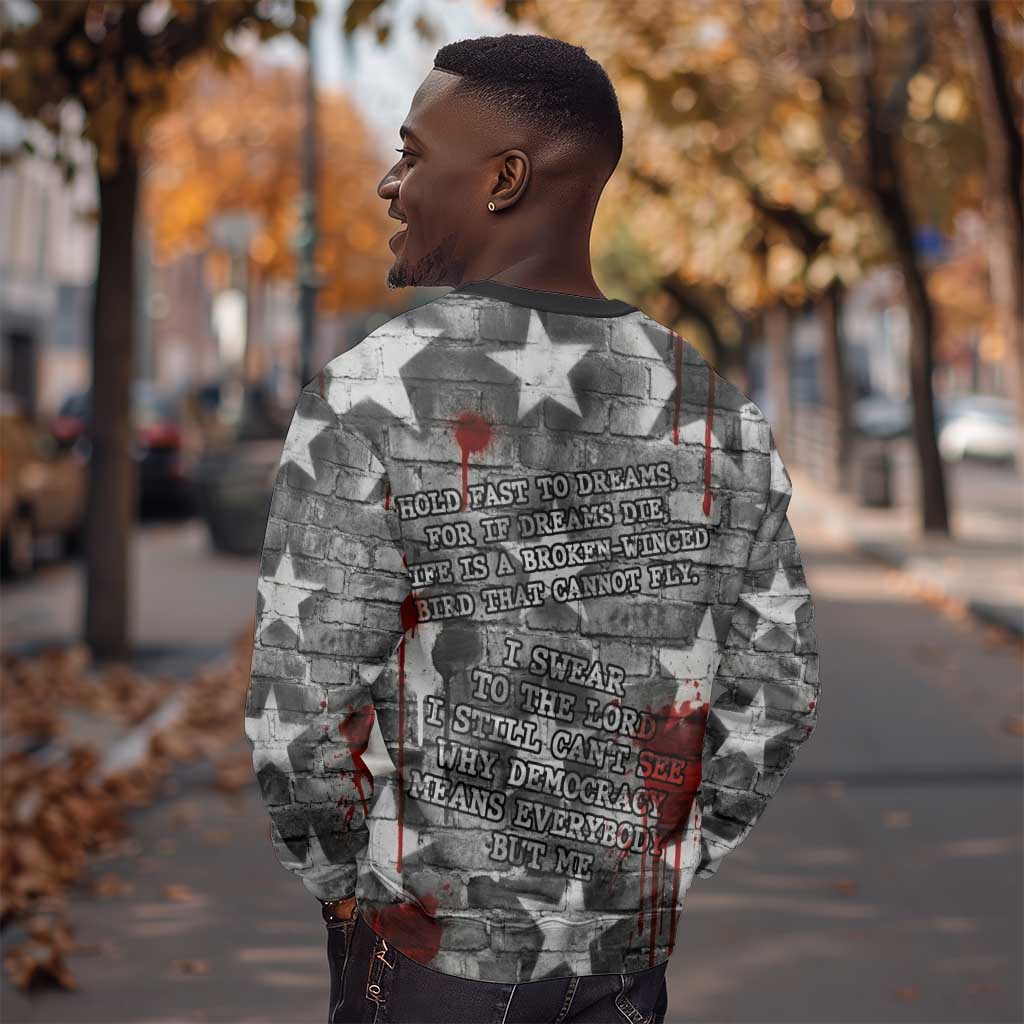 Langston Hughes Sweatshirt Urban Brick Wall Design with Protest Art and Poetry Powerful Quotes - African Pride