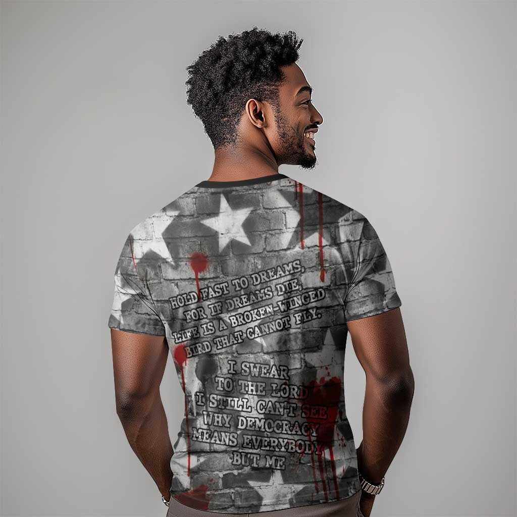 Langston Hughes T shirt Urban Brick Wall Design with Protest Art and Poetry Powerful Quotes - African Pride