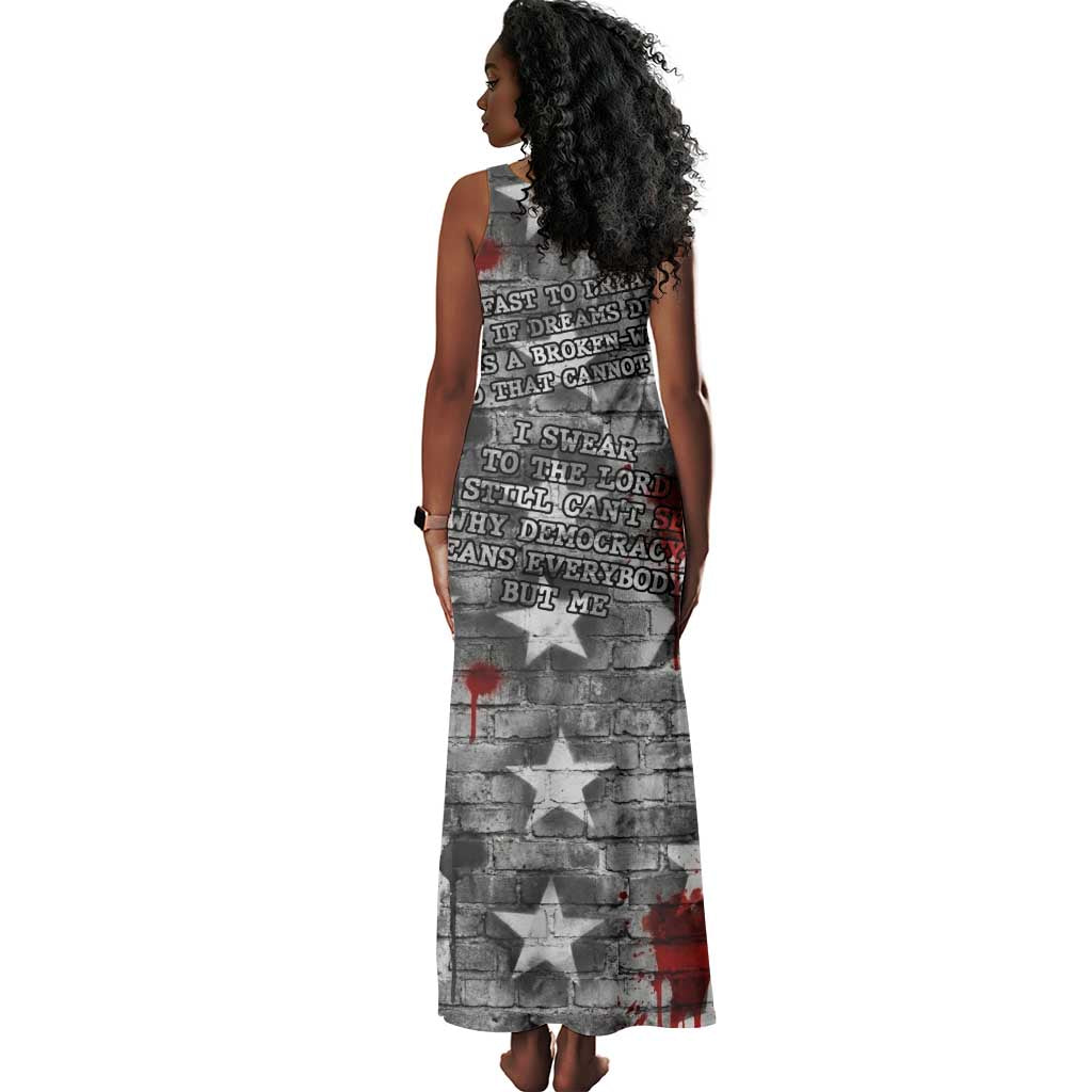 Langston Hughes Tank Maxi Dress Urban Brick Wall Design with Protest Art and Poetry Powerful Quotes - African Pride