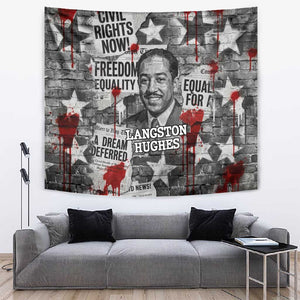 Langston Hughes Tapestry Urban Brick Wall Design with Protest Art and Poetry Powerful Quotes - African Pride