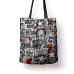 Langston Hughes Tote Bag Urban Brick Wall Design with Protest Art and Poetry Powerful Quotes - African Pride