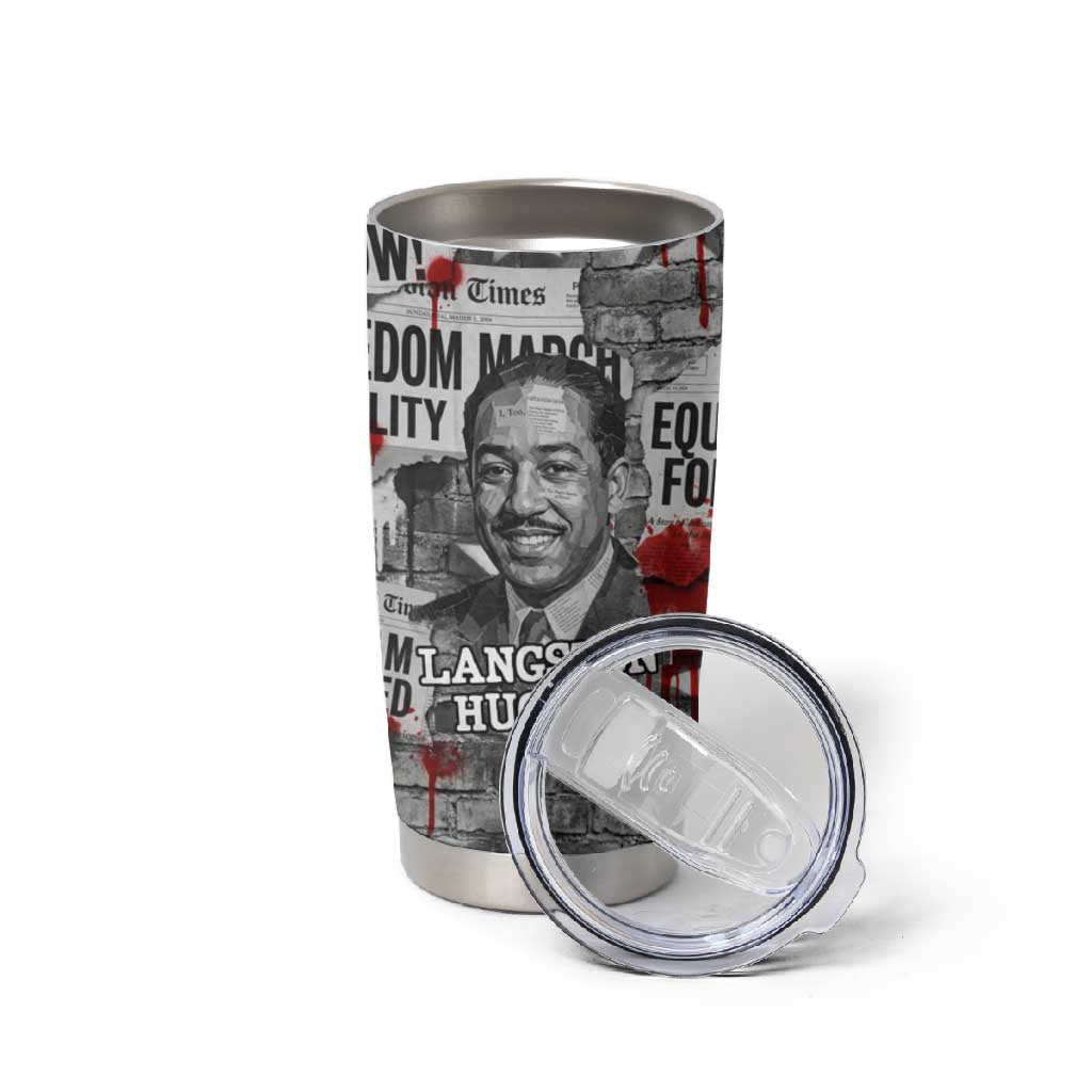 Langston Hughes Tumbler Cup Urban Brick Wall Design with Protest Art and Poetry Powerful Quotes - African Pride