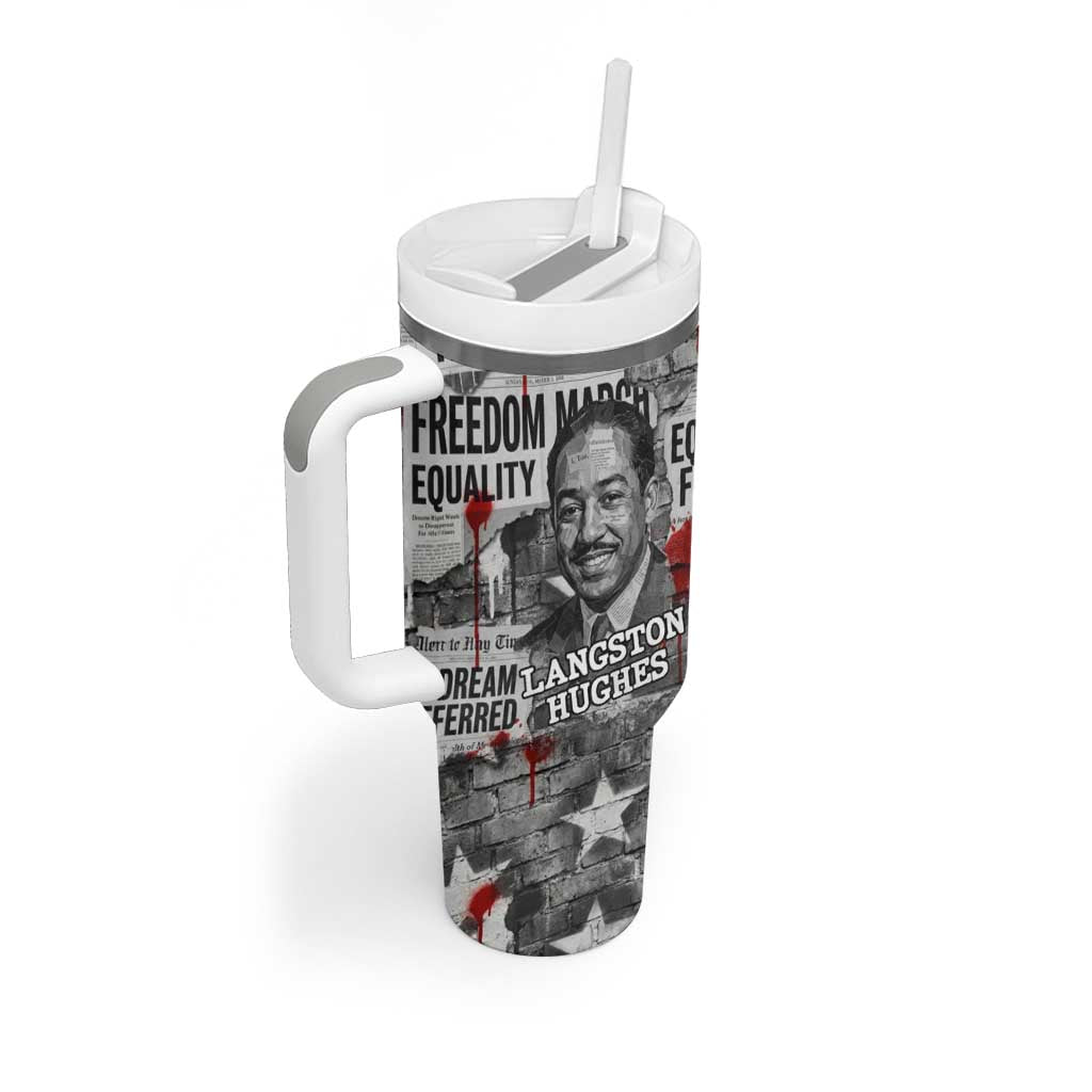 Langston Hughes Tumbler With Handle Urban Brick Wall Design with Protest Art and Poetry Powerful Quotes - African Pride
