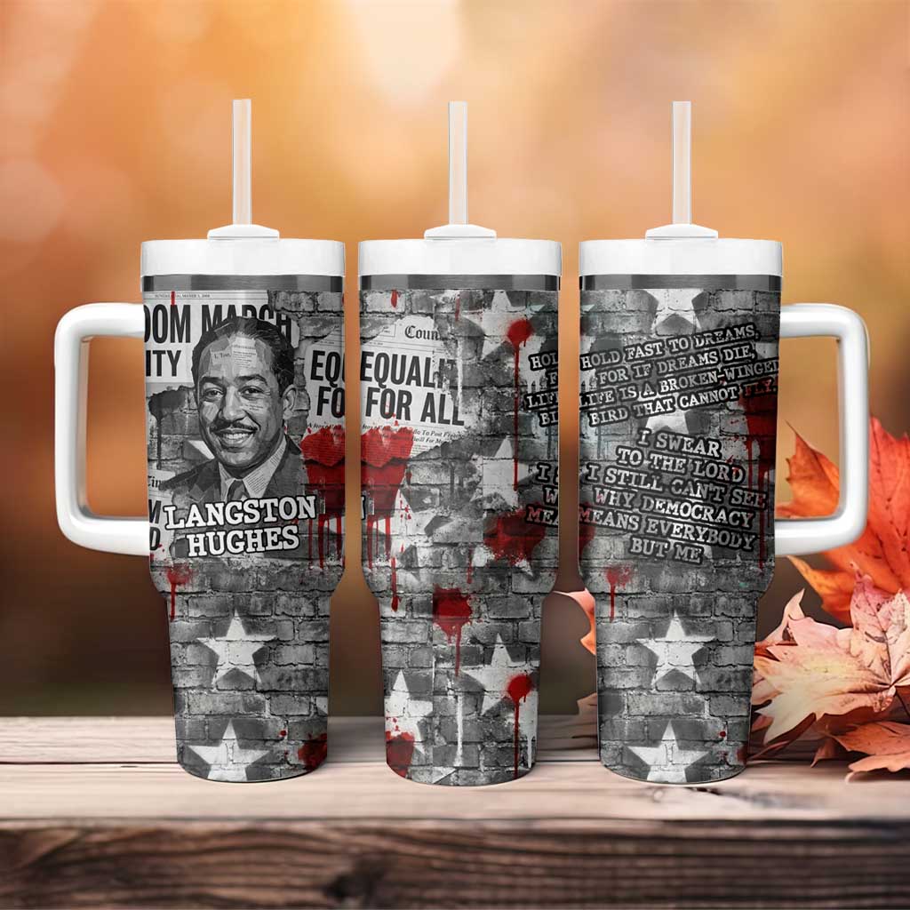 Langston Hughes Tumbler With Handle Urban Brick Wall Design with Protest Art and Poetry Powerful Quotes - African Pride