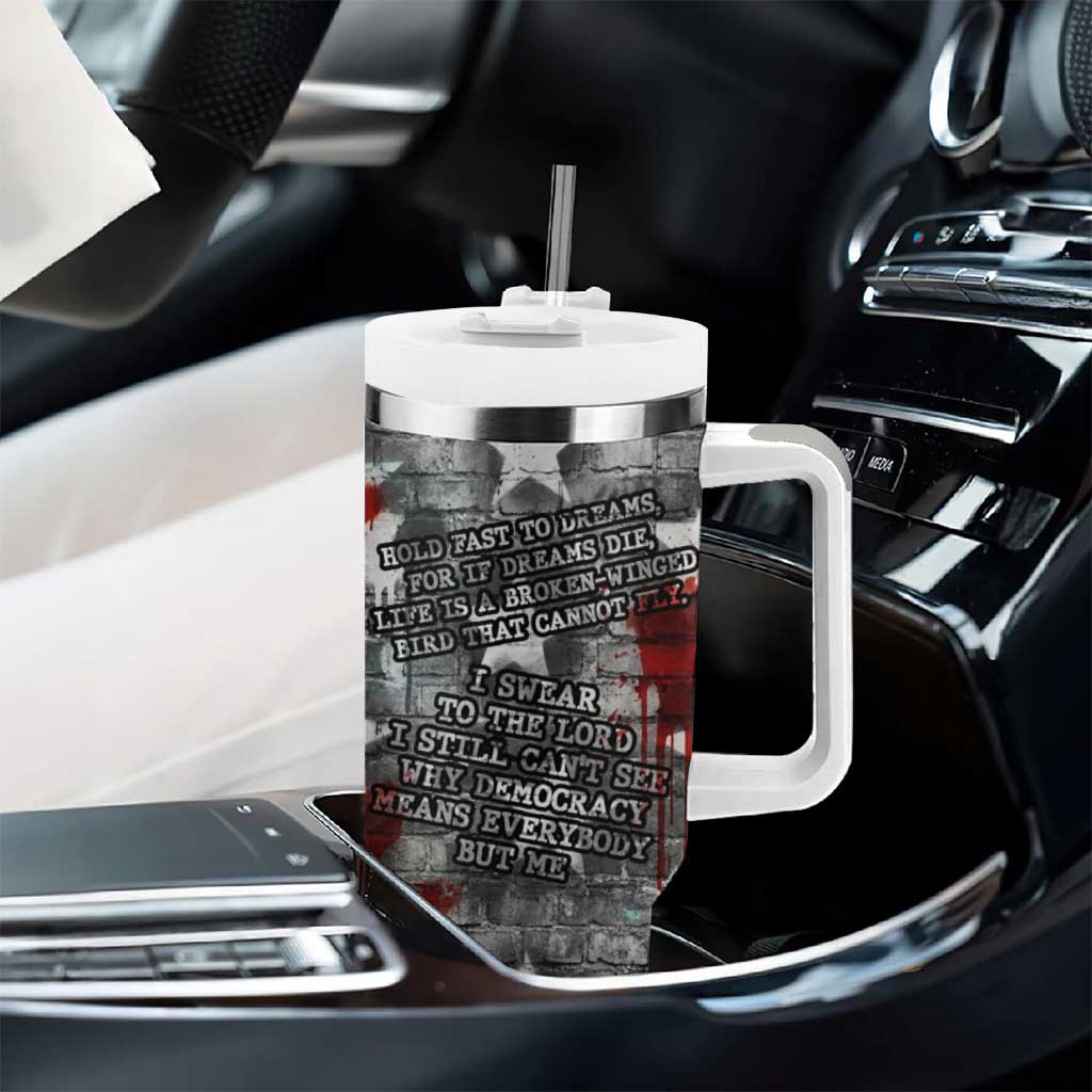 Langston Hughes Tumbler With Handle Urban Brick Wall Design with Protest Art and Poetry Powerful Quotes - African Pride