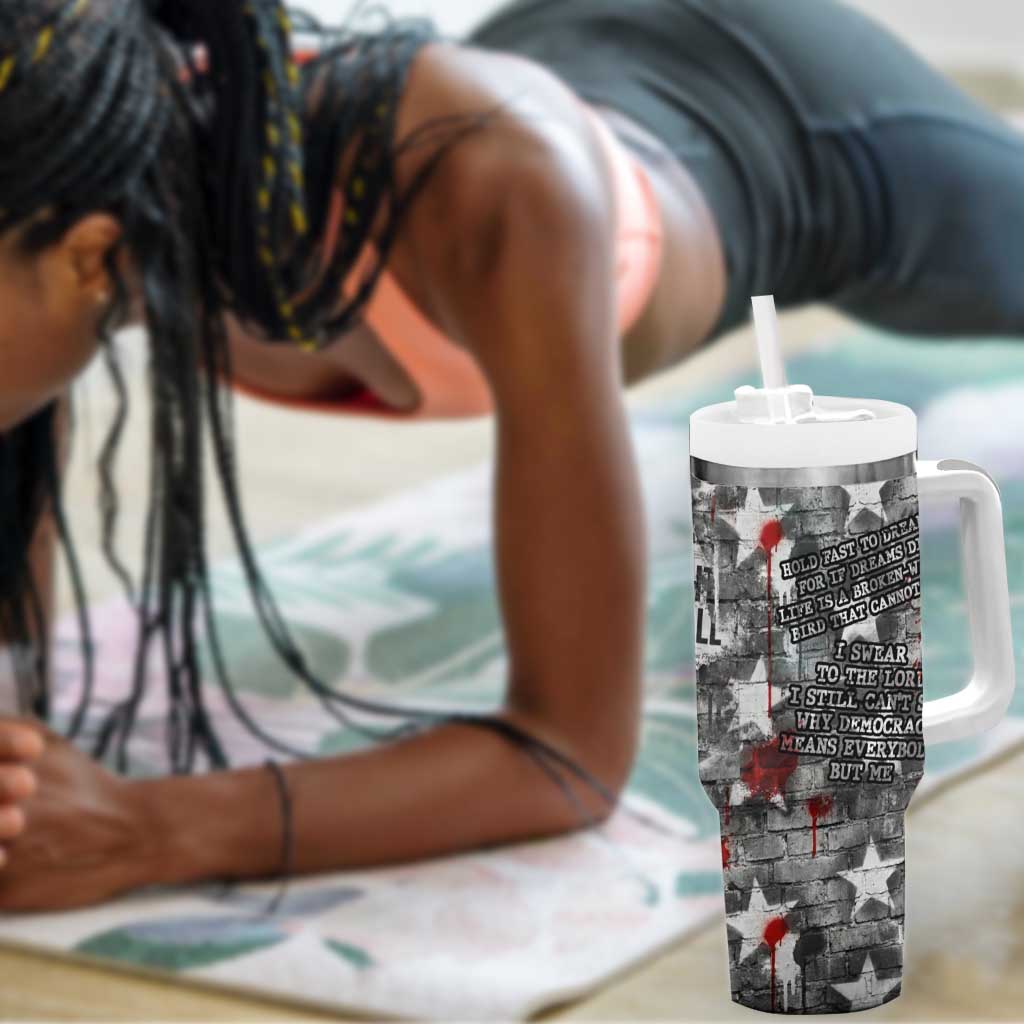 Langston Hughes Tumbler With Handle Urban Brick Wall Design with Protest Art and Poetry Powerful Quotes - African Pride