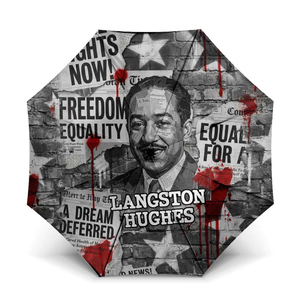Langston Hughes Umbrella Urban Brick Wall Design with Protest Art and Poetry Powerful Quotes - African Pride