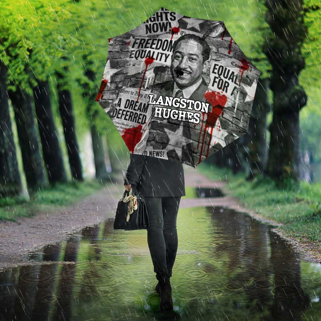 Langston Hughes Umbrella Urban Brick Wall Design with Protest Art and Poetry Powerful Quotes - African Pride