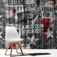 Langston Hughes Window Curtain Urban Brick Wall Design with Protest Art and Poetry Powerful Quotes - African Pride