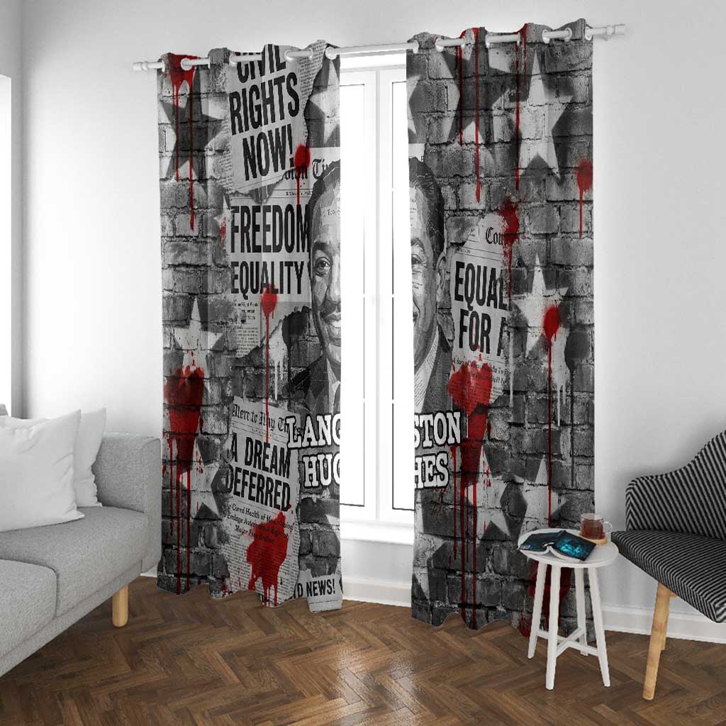 Langston Hughes Window Curtain Urban Brick Wall Design with Protest Art and Poetry Powerful Quotes - African Pride