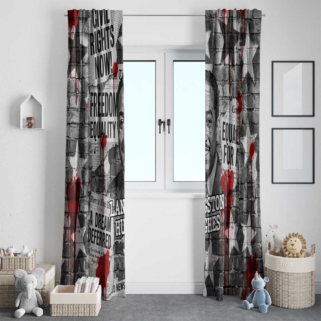Langston Hughes Window Curtain Urban Brick Wall Design with Protest Art and Poetry Powerful Quotes - African Pride