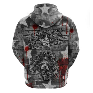 Langston Hughes Zip Hoodie Urban Brick Wall Design with Protest Art and Poetry Powerful Quotes - African Pride