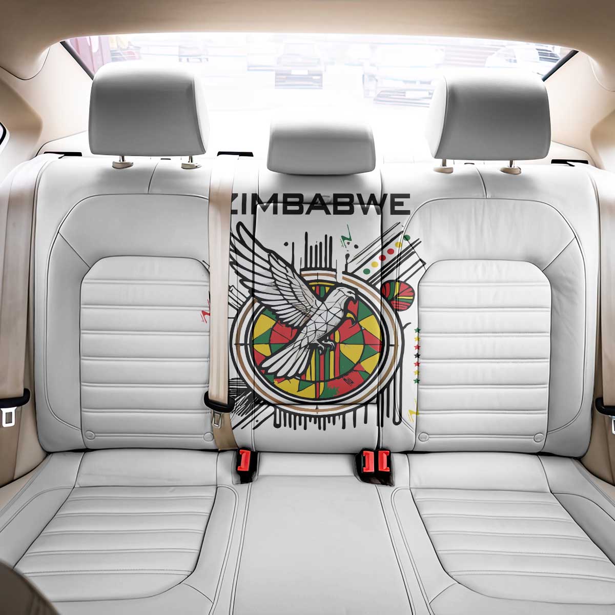 Spirit of Zimbabwe Back Car Seat Cover Flag Colors and Symbol of Peace