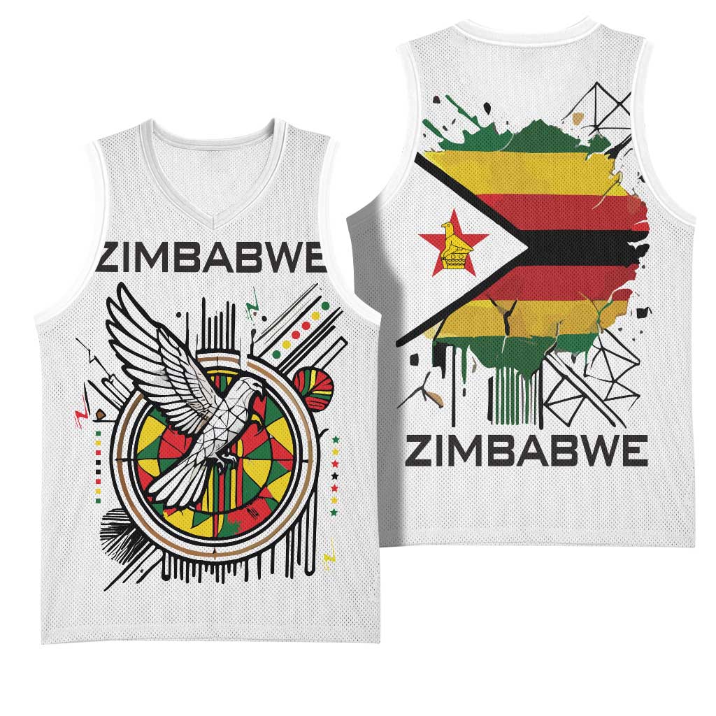 Spirit of Zimbabwe Basketball Jersey Flag Colors and Symbol of Peace TS04