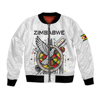 Spirit of Zimbabwe Bomber Jacket Flag Colors and Symbol of Peace