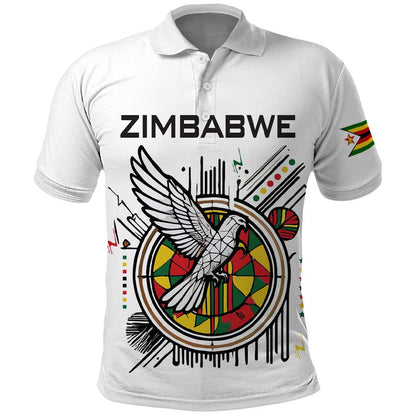 Spirit of Zimbabwe Polo Shirt Flag Colors and Symbol of Peace