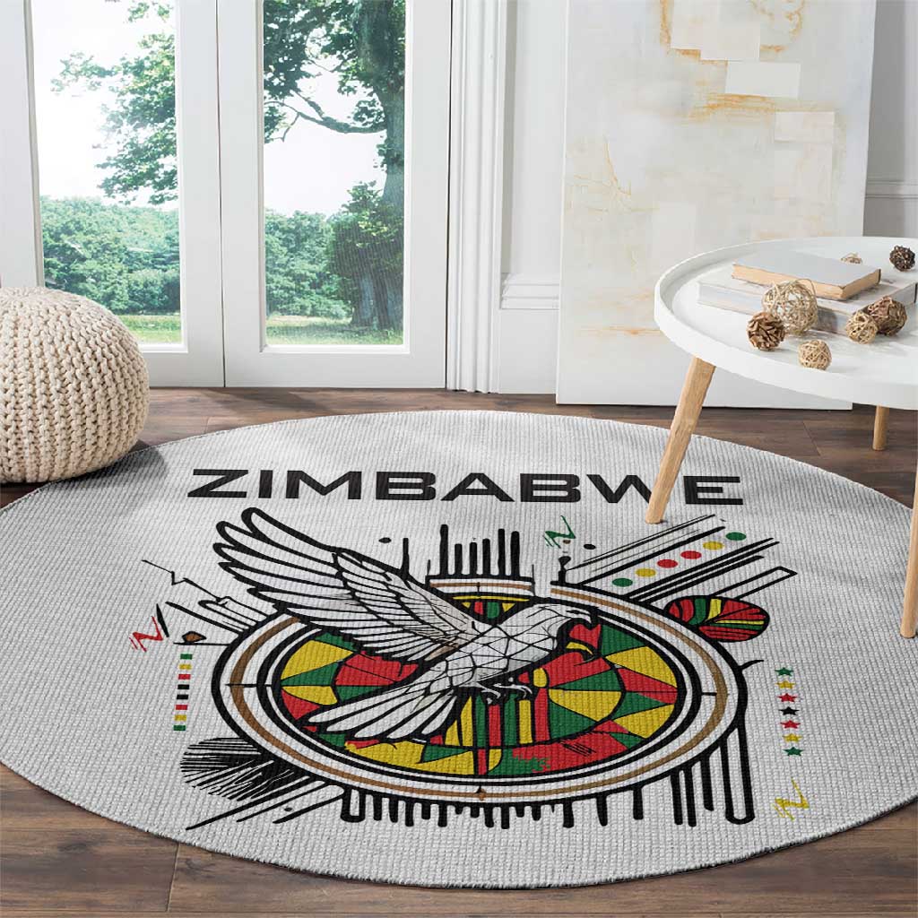 Spirit of Zimbabwe Round Carpet Flag Colors and Symbol of Peace