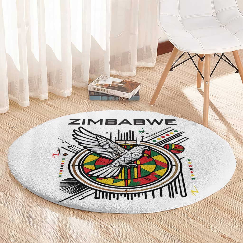 Spirit of Zimbabwe Round Carpet Flag Colors and Symbol of Peace