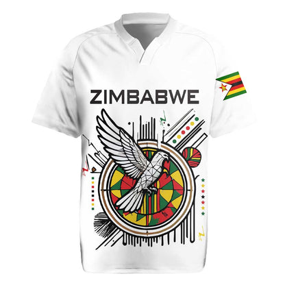 Spirit of Zimbabwe Rugby Jersey Flag Colors and Symbol of Peace