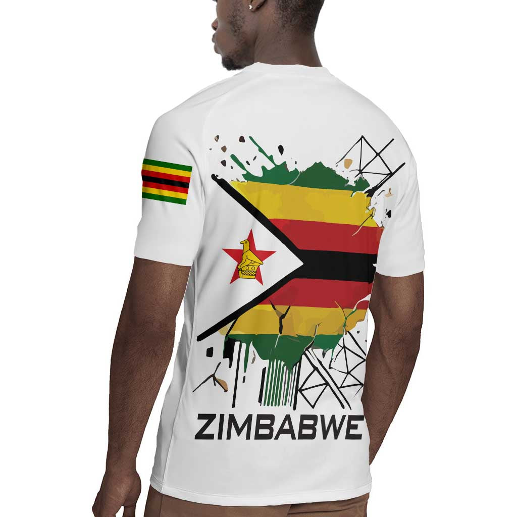 Spirit of Zimbabwe Rugby Jersey Flag Colors and Symbol of Peace