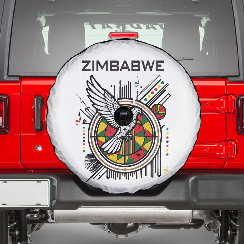 Spirit of Zimbabwe Spare Tire Cover Flag Colors and Symbol of Peace