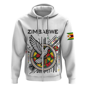 Spirit of Zimbabwe Zip Hoodie Flag Colors and Symbol of Peace