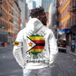 Spirit of Zimbabwe Zip Hoodie Flag Colors and Symbol of Peace