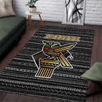 Zimbabwean Bird Statue Area Rug Tribal Pattern Flag Patch and Heritage Symbol