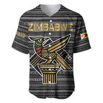 Zimbabwean Bird Statue Baseball Jersey Tribal Pattern Flag Patch and Heritage Symbol