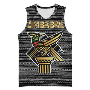 Zimbabwean Bird Statue Basketball Jersey Tribal Pattern Flag Patch and Heritage Symbol TS04