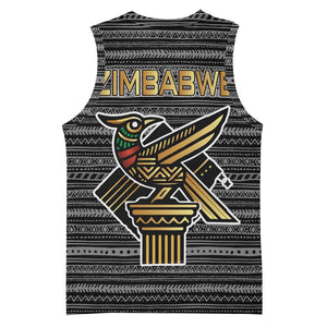 Zimbabwean Bird Statue Basketball Jersey Tribal Pattern Flag Patch and Heritage Symbol TS04