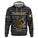 Zimbabwean Bird Statue Hoodie Tribal Pattern Flag Patch and Heritage Symbol