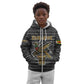 Zimbabwean Bird Statue Kid Hoodie Tribal Pattern Flag Patch and Heritage Symbol
