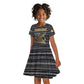 Zimbabwean Bird Statue Kid Short Sleeve Dress Tribal Pattern Flag Patch and Heritage Symbol
