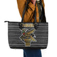 Zimbabwean Bird Statue Leather Tote Bag Tribal Pattern Flag Patch and Heritage Symbol