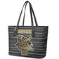Zimbabwean Bird Statue Leather Tote Bag Tribal Pattern Flag Patch and Heritage Symbol