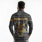 Zimbabwean Bird Statue Long Sleeve Polo Shirt Tribal Pattern Flag Patch and Heritage Symbol