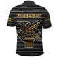 Zimbabwean Bird Statue Polo Shirt Tribal Pattern Flag Patch and Heritage Symbol