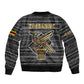 Zimbabwean Bird Statue Sleeve Zip Bomber Jacket Tribal Pattern Flag Patch and Heritage Symbol
