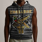 Zimbabwean Bird Statue Sleeveless Zip Hoodie Tribal Pattern Flag Patch and Heritage Symbol - African Pride