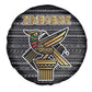 Zimbabwean Bird Statue Spare Tire Cover Tribal Pattern Flag Patch and Heritage Symbol