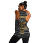 Zimbabwean Bird Statue Women Racerback Tank Tribal Pattern Flag Patch and Heritage Symbol