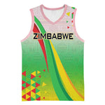 Vibe Zimbabwe Basketball Jersey Tribal-Inspired Background with Geometric Flag Color Design TS04