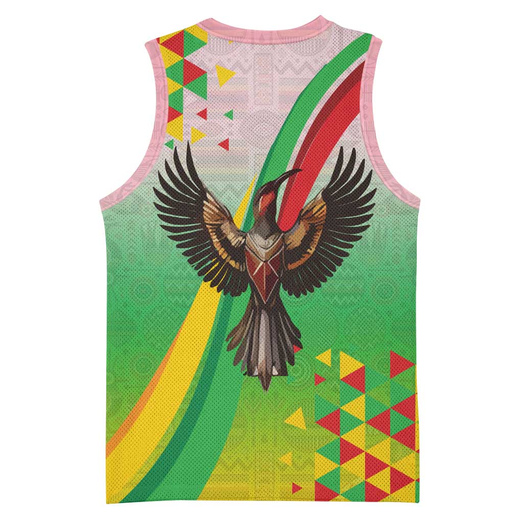 Vibe Zimbabwe Basketball Jersey Tribal-Inspired Background with Geometric Flag Color Design TS04