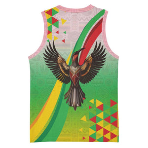 Vibe Zimbabwe Basketball Jersey Tribal-Inspired Background with Geometric Flag Color Design TS04