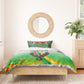 Vibe Zimbabwe Bedding Set Tribal-Inspired Background with Geometric Flag Color Design