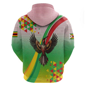 Vibe Zimbabwe Hoodie Tribal-Inspired Background with Geometric Flag Color Design