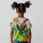 Vibe Zimbabwe Kid T shirt Tribal-Inspired Background with Geometric Flag Color Design